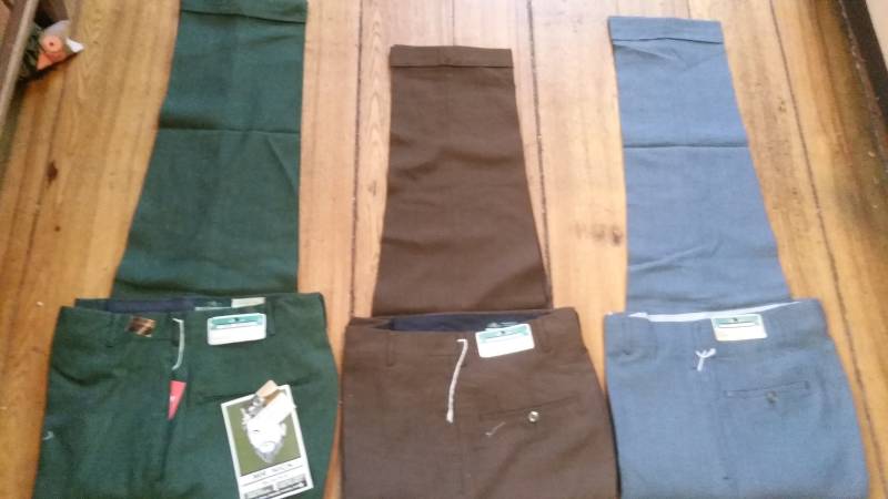 Peg Leg 1960Er Vintage Deadstock Flache Vorderhose Mr Nick Perm Press Manschetten Efeu Slim Fit Nicht Jeans Herren Pick 1 Träger Sneakers T Shirt von MitchAmericanvintage