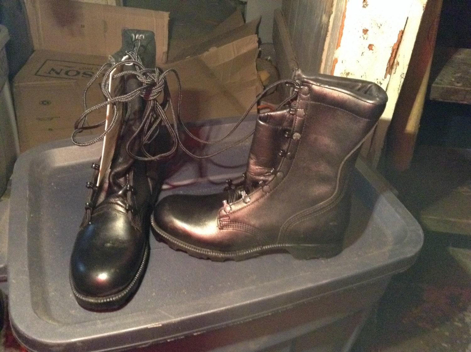 Usa Kampfstiefel Vintage Deadstock 1960 Schuhe Herren Größe 5. 5.5. 6 7 8 Pick Size Stahl-Toe Militärleder von MitchAmericanvintage