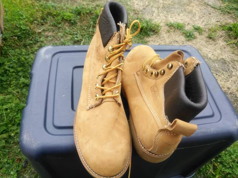Vintage Deadstock Arbeitsstiefel Georgia Giant Northlake Made in Usa Wildleder Ober Herren Pick 1 Paar Neue Schuhe 1970 von MitchAmericanvintage