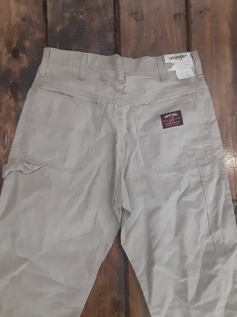 Vintage Deadstock Baumwolle Wrangler Maler Jean Nos Herren 31x30 28x34 27x32 Hi Rise Hose Usa Str Bein Tragen Sneaker Schuh Boot Jacke Mantel Kleid von MitchAmericanvintage