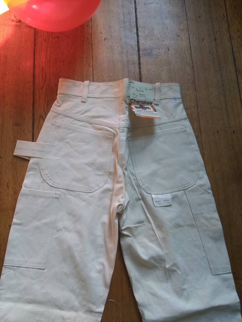 Vintage Deadstock Cherokee Weiß Maler Baumwolle Jeans Herren 36x34 Oder 38x34 Made Usa Frauen Carpenter High Waist T Shirt Sneaker Boot Shoe Dress von MitchAmericanvintage