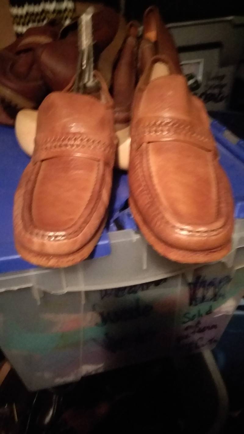 Vintage Deadstock Florsheim Leder Schuhe Loafers Gummisohle Herren 8, 5 Neue Alte Not Boots Sneakers Made Usa 1970Er Jeans Hose Shirt von MitchAmericanvintage