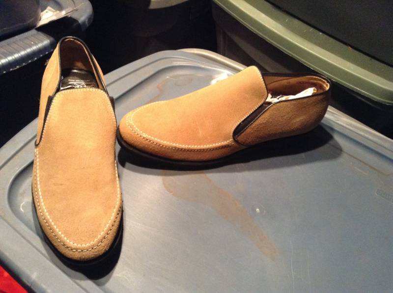 Vintage Deadstock Nos Wolverine Wildleder Schuh Loafer 1960 Männer 6 6, 5 8 Neu Gemacht Usa Crepe Stich Sohle Tragen T Shirt Jeans Hose Jacke von MitchAmericanvintage