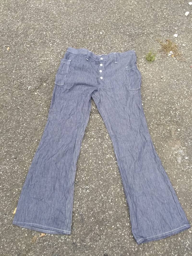 Wrangler Baumwolle Vintage Deadstock Bellbottoms Flare Jeans Gestreift 1970 38x32 Herren Low Rise Made Usa Neues Altes Disco Retro Wear Sneaker von MitchAmericanvintage