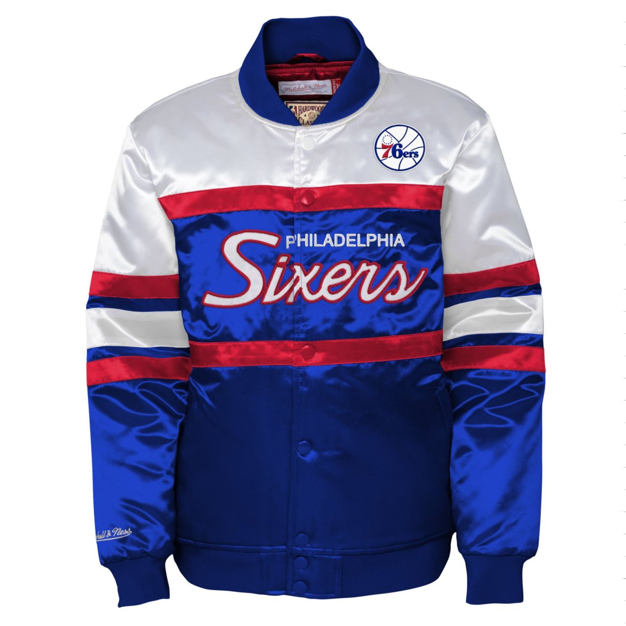 Kinder Heavyweight Satin Jacke - Philadelphia 76ers von Mitchell & Ness