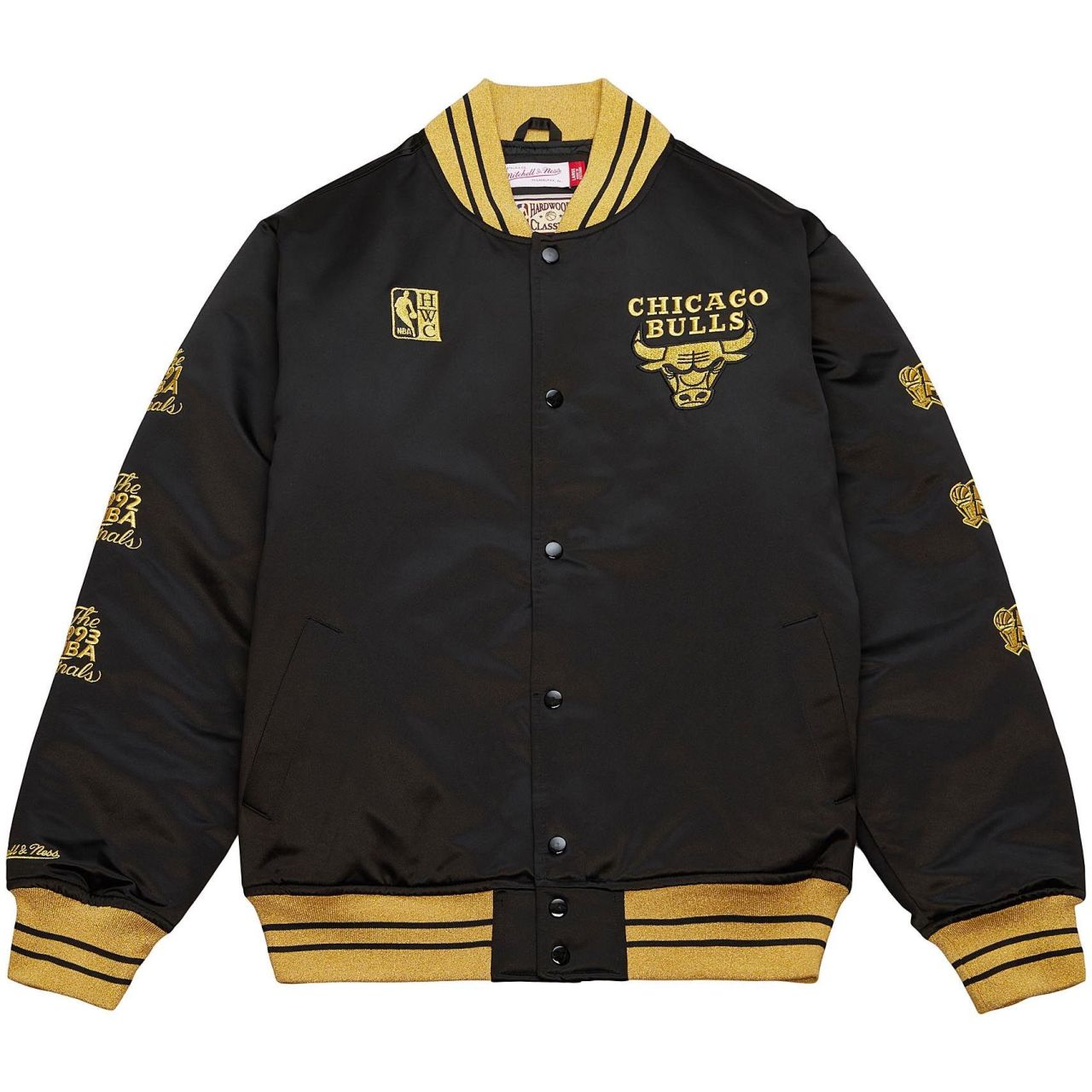 M&N Chicago Bulls FINALS Satin College Jacke schwarz von Mitchell & Ness