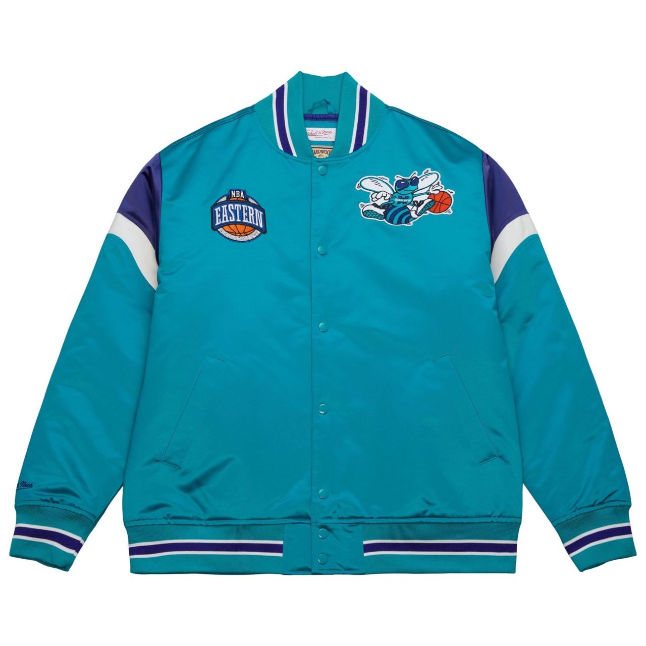 M&N Heavyweight Satin Jacke NBA Charlotte Hornets von Mitchell & Ness