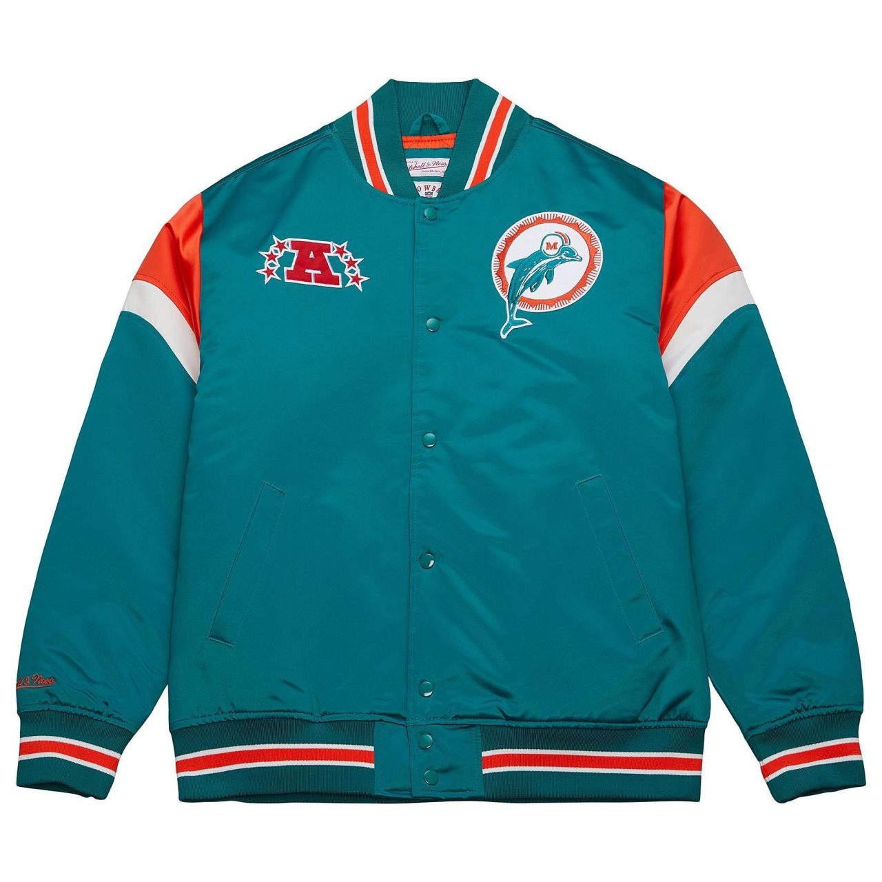 M&N Heavyweight Satin Jacke NFL Miami Dolphins von Mitchell & Ness