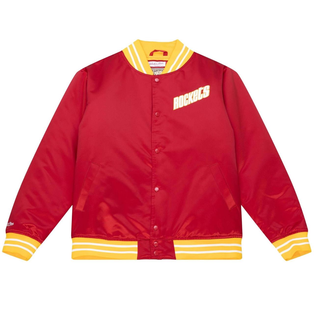 M&N Heavyweight Satin Varsity Jacke - Houston Rockets von Mitchell & Ness