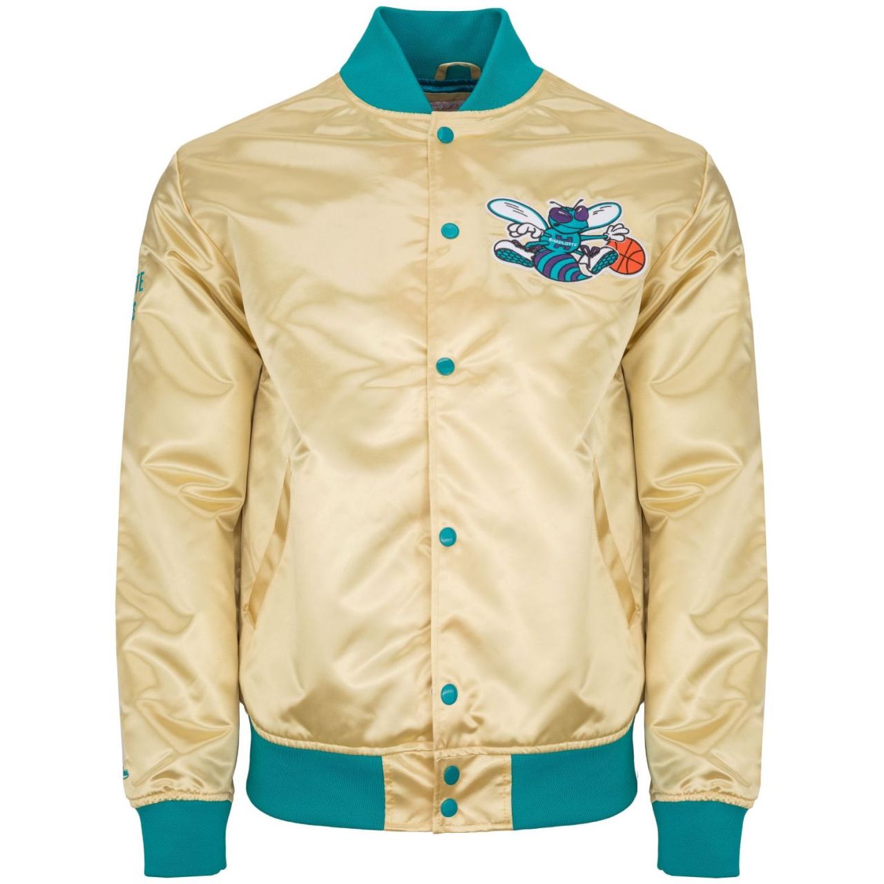 M&N Lightweight Satin Jacke - Charlotte Hornets gold von Mitchell & Ness