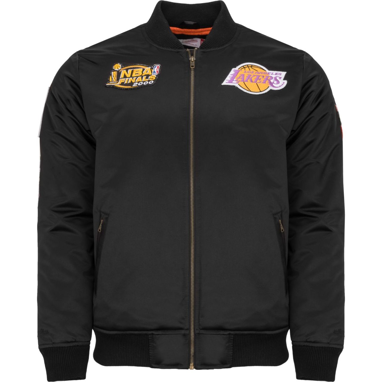 M&N Satin Bomber Jacke - PATCHES Los Angeles Lakers von Mitchell & Ness