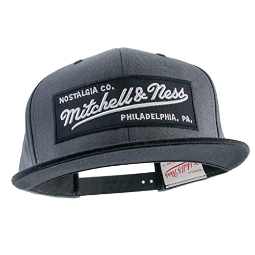 Mitchell & Ness 2 Tone Box Logo - Flat Visor Snapback Basecap, Charcoal-Black von Mitchell & Ness