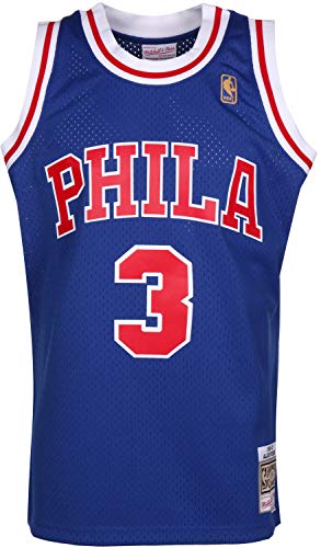 Mitchell & Ness Allen Iverson #3 Philadelphia 76ers 1996-97 Swingman NBA Trikot BLAU, L von Mitchell & Ness