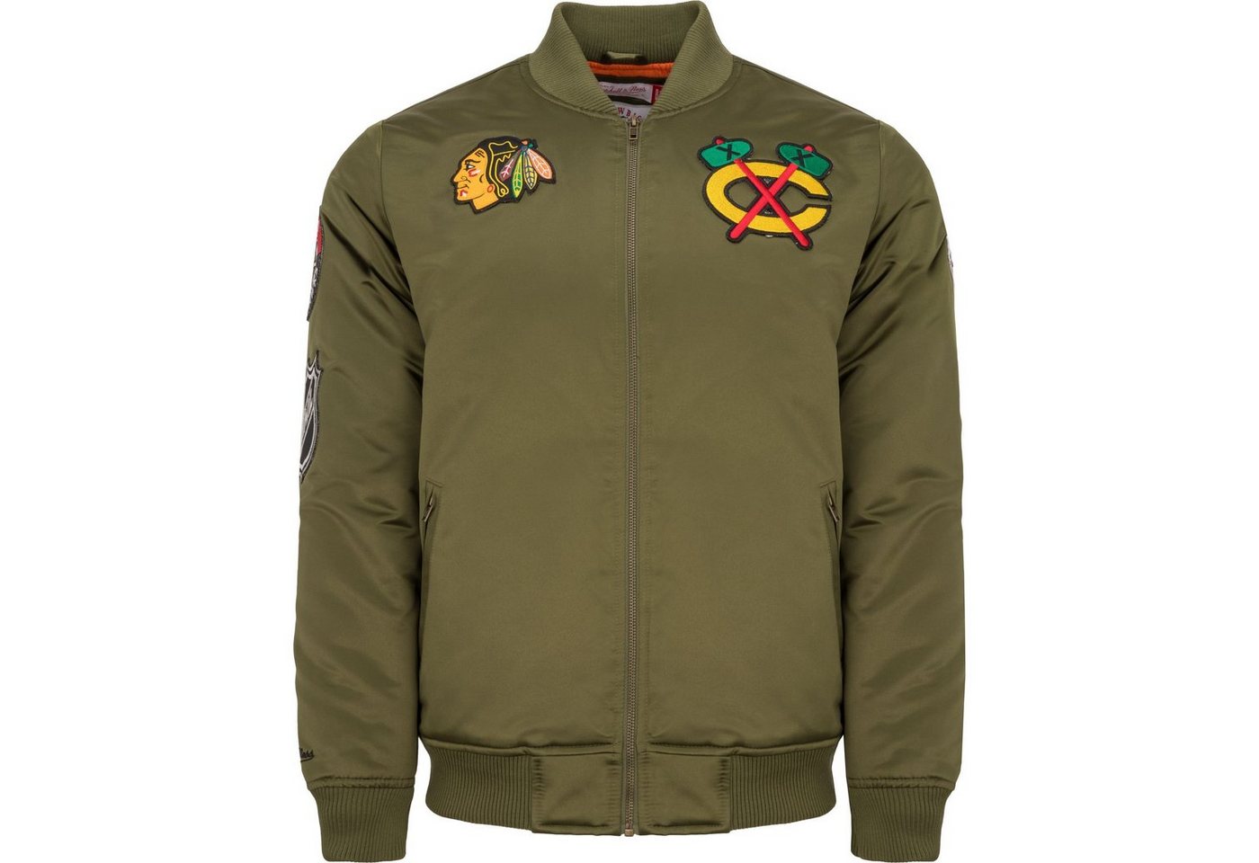 Mitchell & Ness Bomberjacke Satin PATCHES Chicago Blackhawks von Mitchell & Ness