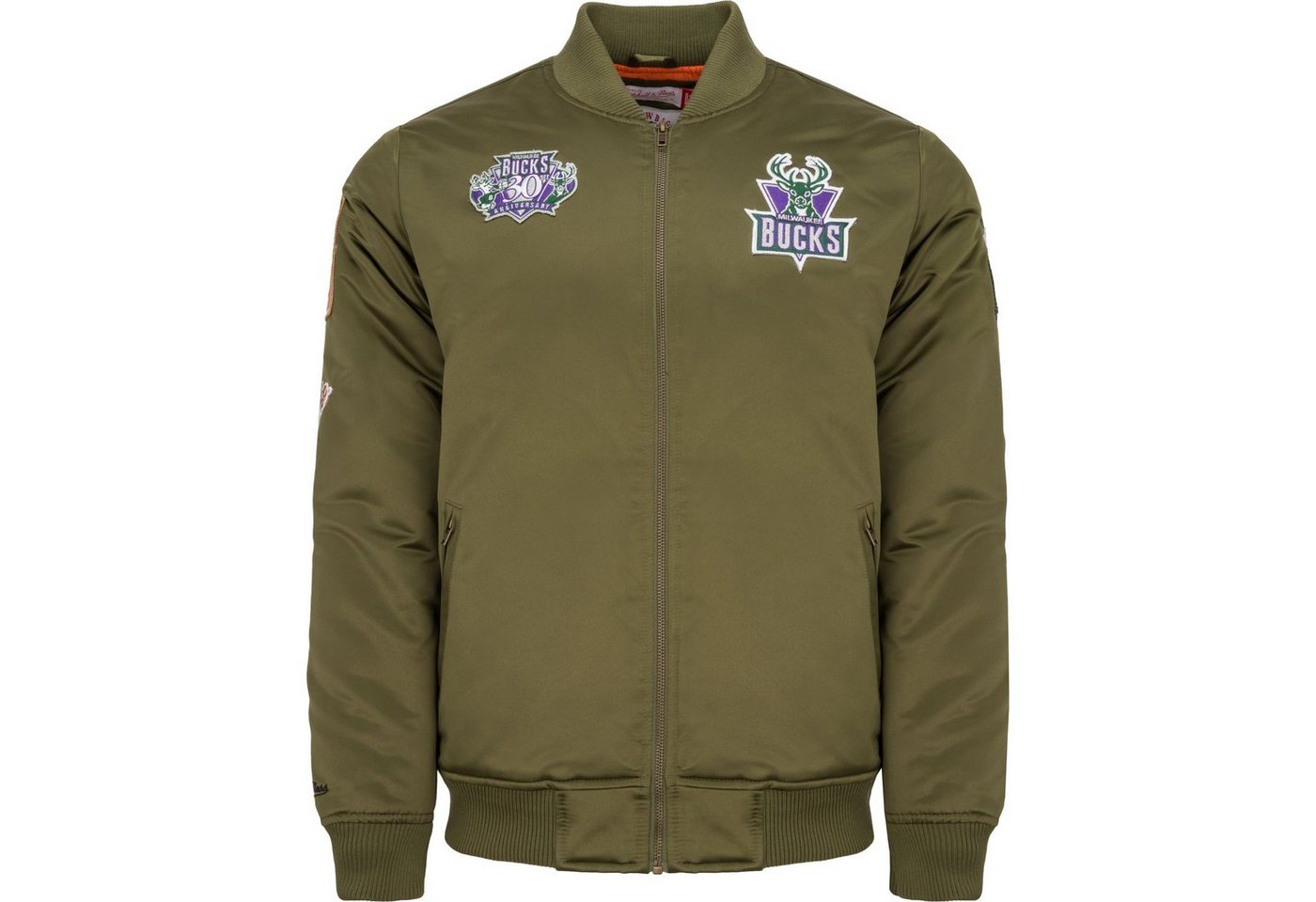 Mitchell & Ness Bomberjacke Satin PATCHES Milwaukee Bucks von Mitchell & Ness