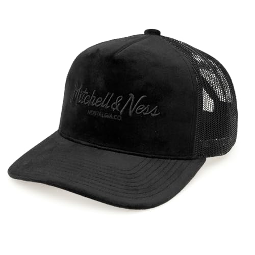 Mitchell & Ness Branded Pinscript Velvet Trucker Cap Black von Mitchell & Ness