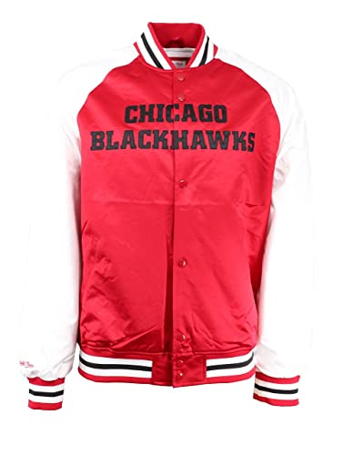 Mitchell & Ness Chicago Blackhawks Scarlet NHL Primetime Lightweight Satin Jacket - L von Mitchell & Ness