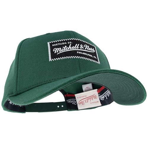 Mitchell & Ness Classic Red Raised Rubber Logo Snapback Baseballkappe Cap, Grün von Mitchell & Ness