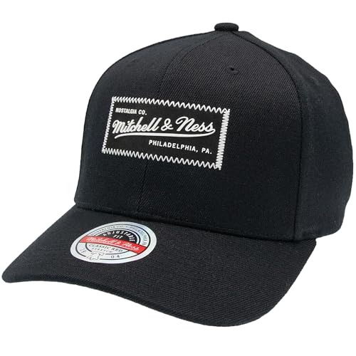 Mitchell & Ness Classic Red Raised Rubber Logo Snapback Baseballkappe Cap, Schwarz von Mitchell & Ness
