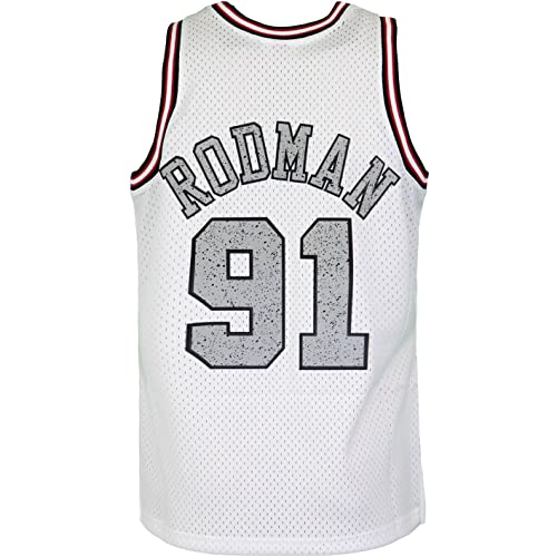 Mitchell & Ness Cracked Swingman Chicago Bulls Dennis Rodman 1997 Trikot (White, XL) von Mitchell & Ness