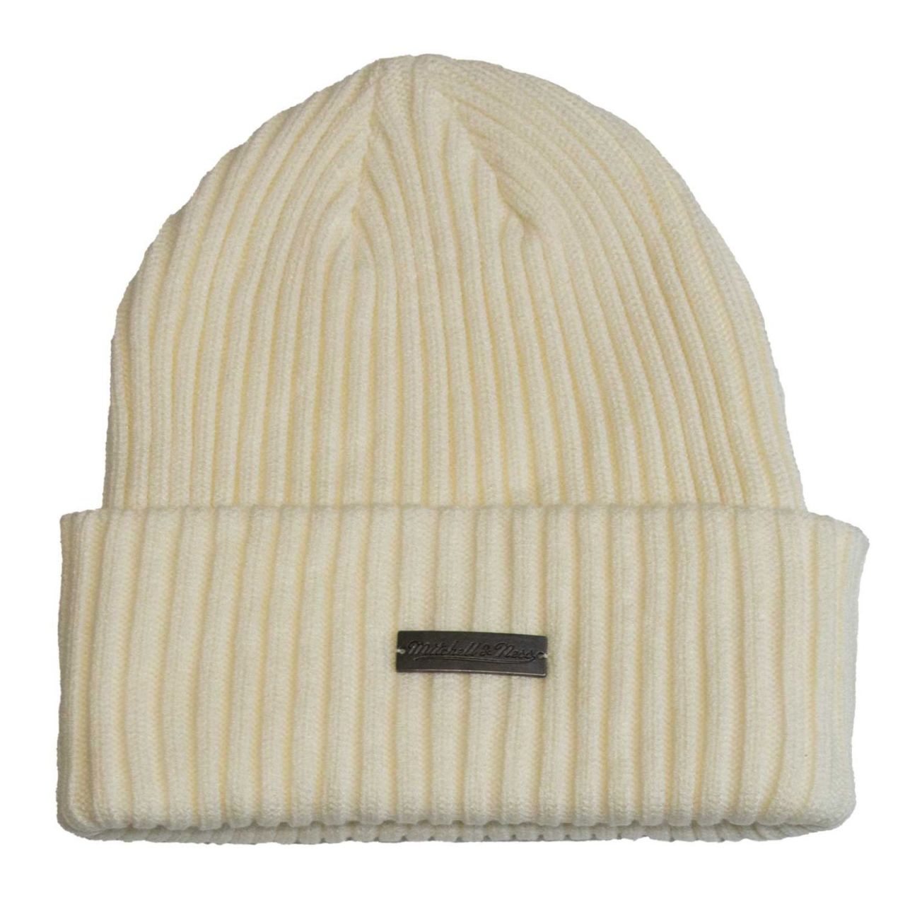 Mitchell & Ness Cuff Knit Wintermütze - METAL LOGO offwhite von Mitchell & Ness