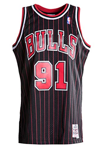 Mitchell & Ness Dennis Rodman #91 Chicago Bulls 1995-96 Swingman NBA Trikot Pinstripe, S von Mitchell & Ness