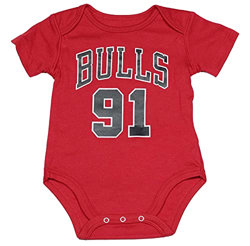 Mitchell & Ness Dennis Rodman #91 Chicago Bulls NBA Retro Name and Number Bodysuit - 6-9 Monate von Mitchell & Ness