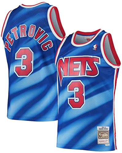 Mitchell & Ness Dražen Petrović #3 New Jersey Nets 1990-91 Swingman NBA Trikot Blau von Mitchell & Ness