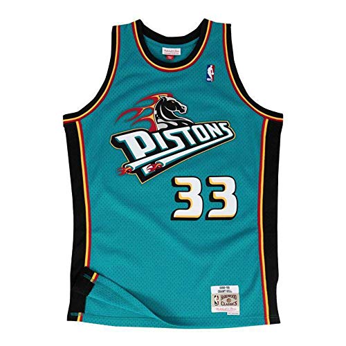 Mitchell & Ness Grant Hill #33 Detroit Pistons 1998-99 Swingman NBA Trikot Türkis, L von Mitchell & Ness
