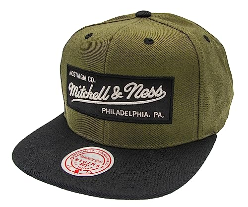 Mitchell & Ness 2 Tone Box Logo - Flat Visor Snapback, Olive-Black von Mitchell & Ness