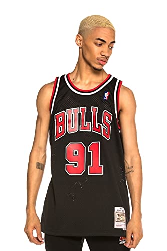 Mitchell & Ness Herren Chicago Bulls Bluse, D. Rodman #91, Black, S EU von Mitchell & Ness