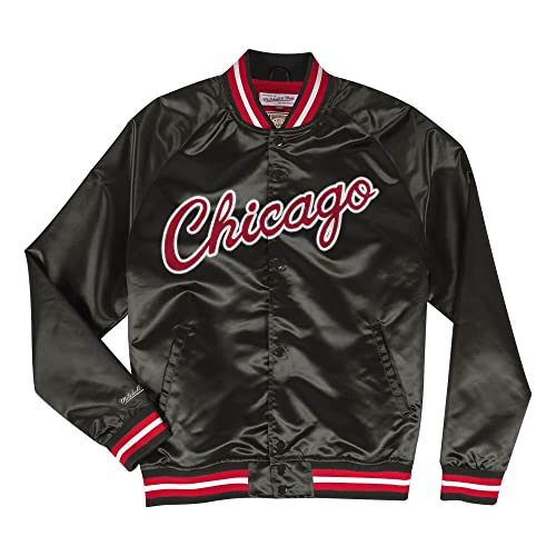 Mitchell & Ness Herren Übergangsjacke schwarz/weiß/rot L von Mitchell & Ness