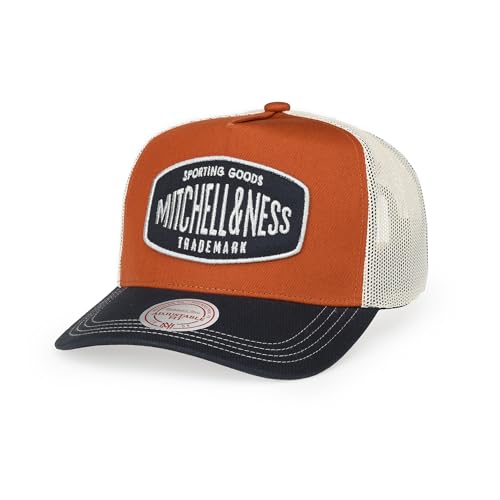 Mitchell & Ness Logo Patch Sporting Trucker Baseballkappe Snapback, Orange/Navy von Mitchell & Ness