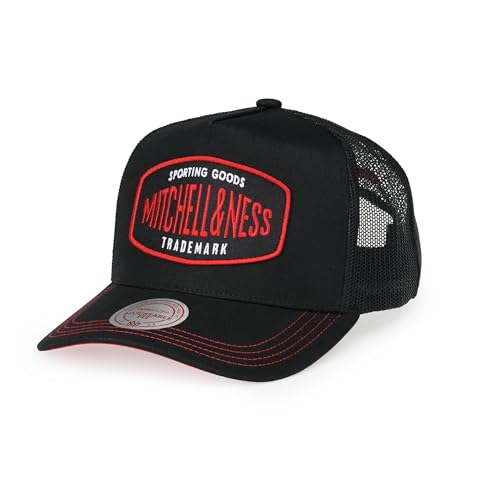 Mitchell & Ness Logo Patch Sporting Trucker Baseballkappe Snapback, Schwarz/Rot von Mitchell & Ness
