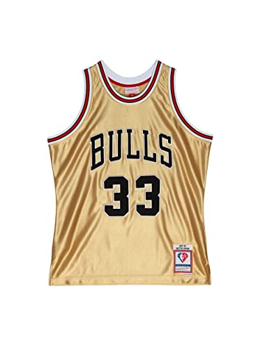 Mitchell & Ness NBA 75th Anniversary Swingman Jersey - #33 S. Pippen - Chicago Bulls, Gold, M von Mitchell & Ness