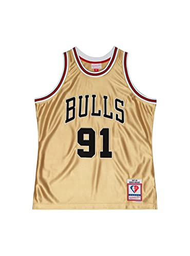 Mitchell & Ness NBA 75th Anniversary Swingman Jersey - #91 D. Rodman - Chicago Bulls, Gold, L von Mitchell & Ness