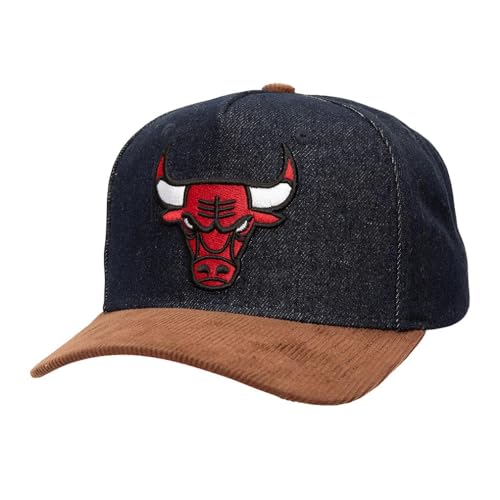 Mitchell & Ness NBA Cord D-Stressed Snapback Cap Chicago Bulls Denim/Brown von Mitchell & Ness