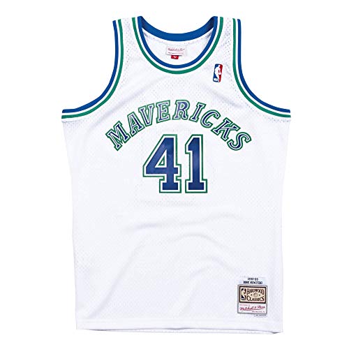 Mitchell & Ness NBA Dallas Mavericks Swingman 2.0 Dirk Nowitzki Trikot Herren weiß/blau, L von Mitchell & Ness