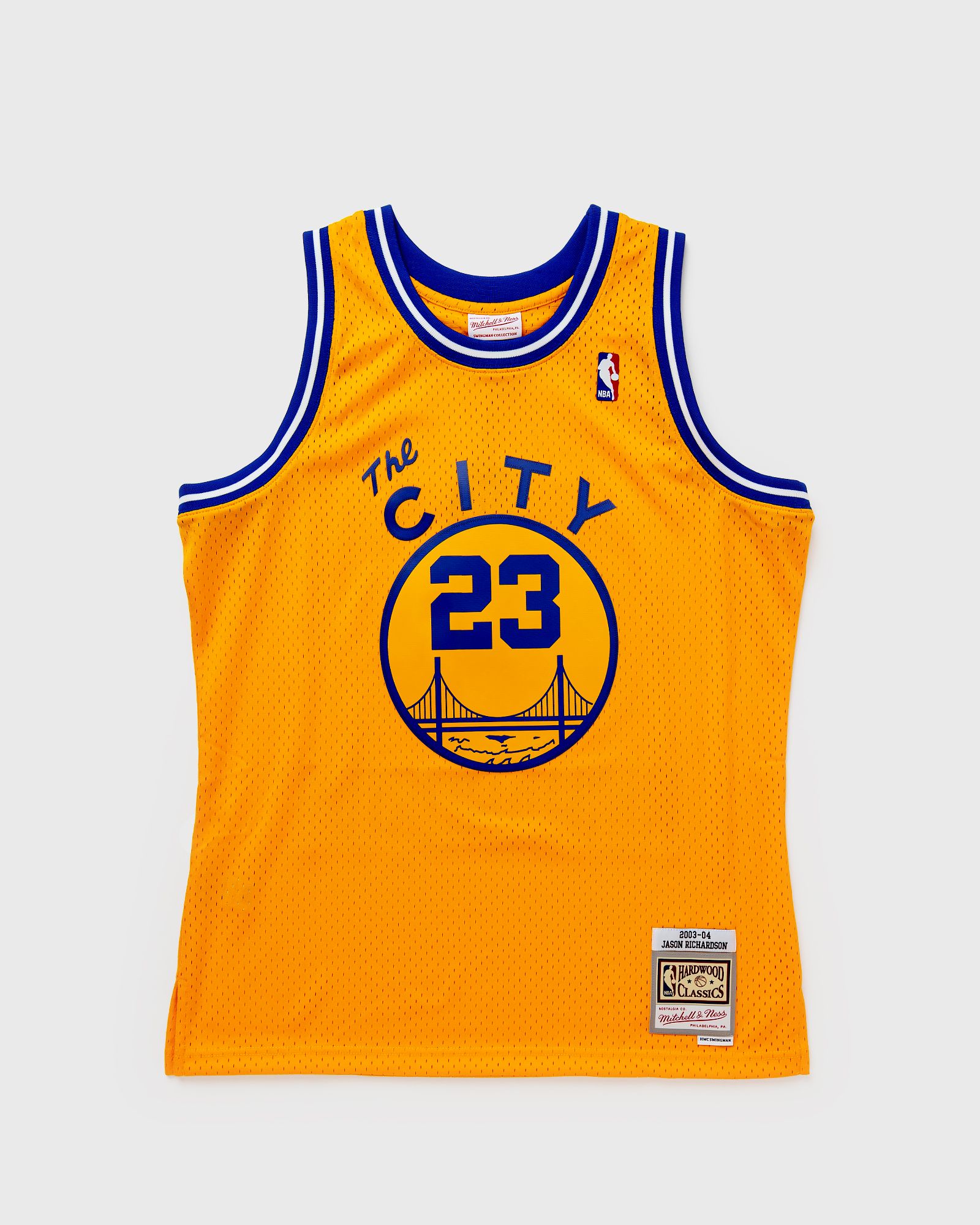 Mitchell & Ness NBA SWINGMAN JERSEY GOLDEN STATE WARRIORS HWC 2003-04 JASON RICHARDSON #23 men Jerseys yellow in Größe:L von Mitchell & Ness