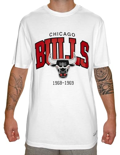 Mitchell & Ness NBA Hardwood Classics Team Arch T-Shirt - Chicago Bulls, Weiß, XXL von Mitchell & Ness