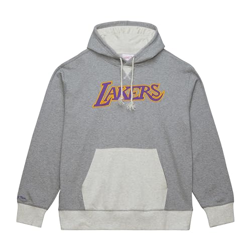 Mitchell & Ness NBA Herren Classic Sweatshirt Hoodie Kapuzenpullover Rundhals Slim Fit Training Fitness-Kleidung Pulli - Los Angeles Lakers, L von Mitchell & Ness