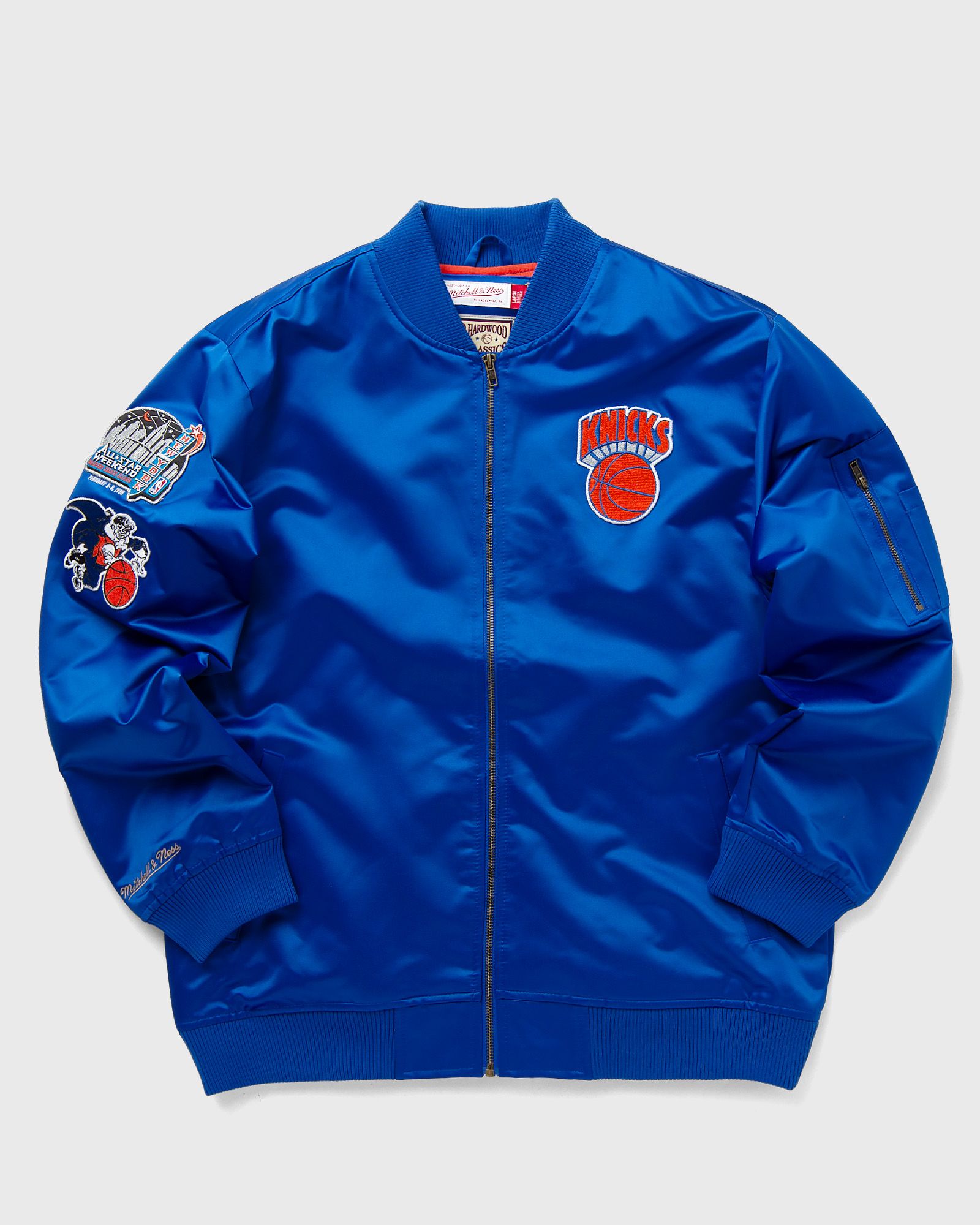 Mitchell & Ness NBA LIGHTWEIGHT SATIN BOMBER VINTAGE LOGO NEW YORK KNICKS men Bomber Jackets blue in Größe:XL von Mitchell & Ness