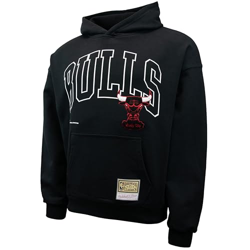 Mitchell & Ness NBA Logo Kapuzenpullover Hoodie - Chicago Bulls, Schwarz, M von Mitchell & Ness