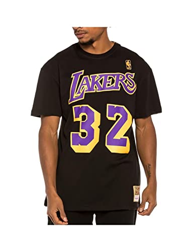 Mitchell & Ness NBA Los Angeles Lakers Name & Number T-Shirt - Magic Johnson, Black, M von Mitchell & Ness