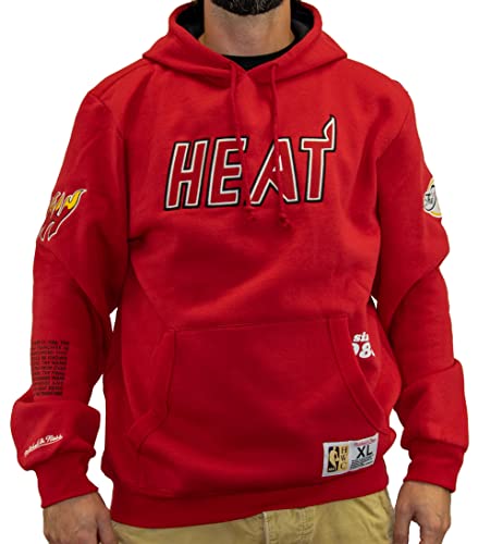 Mitchell & Ness NBA Miami Heat Origin Fleece Fleece Kapuzenpullover Herren rot/blau, L von Mitchell & Ness