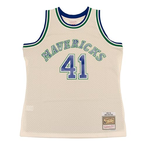 Mitchell & Ness NBA Off White Team Color Swingman Jersey Trikot Dallas Mavericks - Dirk Nowitzki, M von Mitchell & Ness