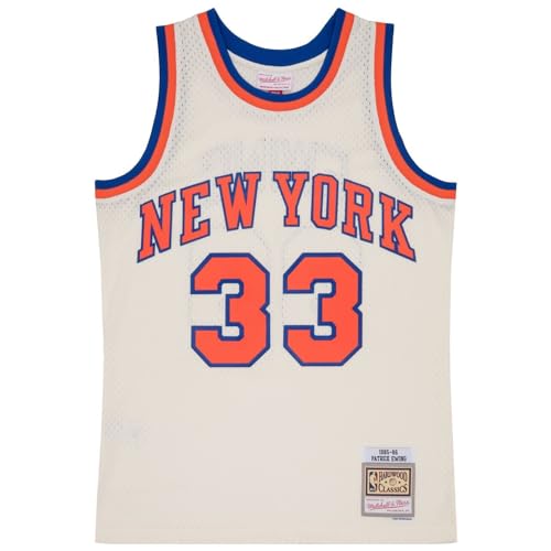 Mitchell & Ness NBA Off White Team Color Swingman Jersey Trikot New York Knicks - Patrick Ewing, L von Mitchell & Ness