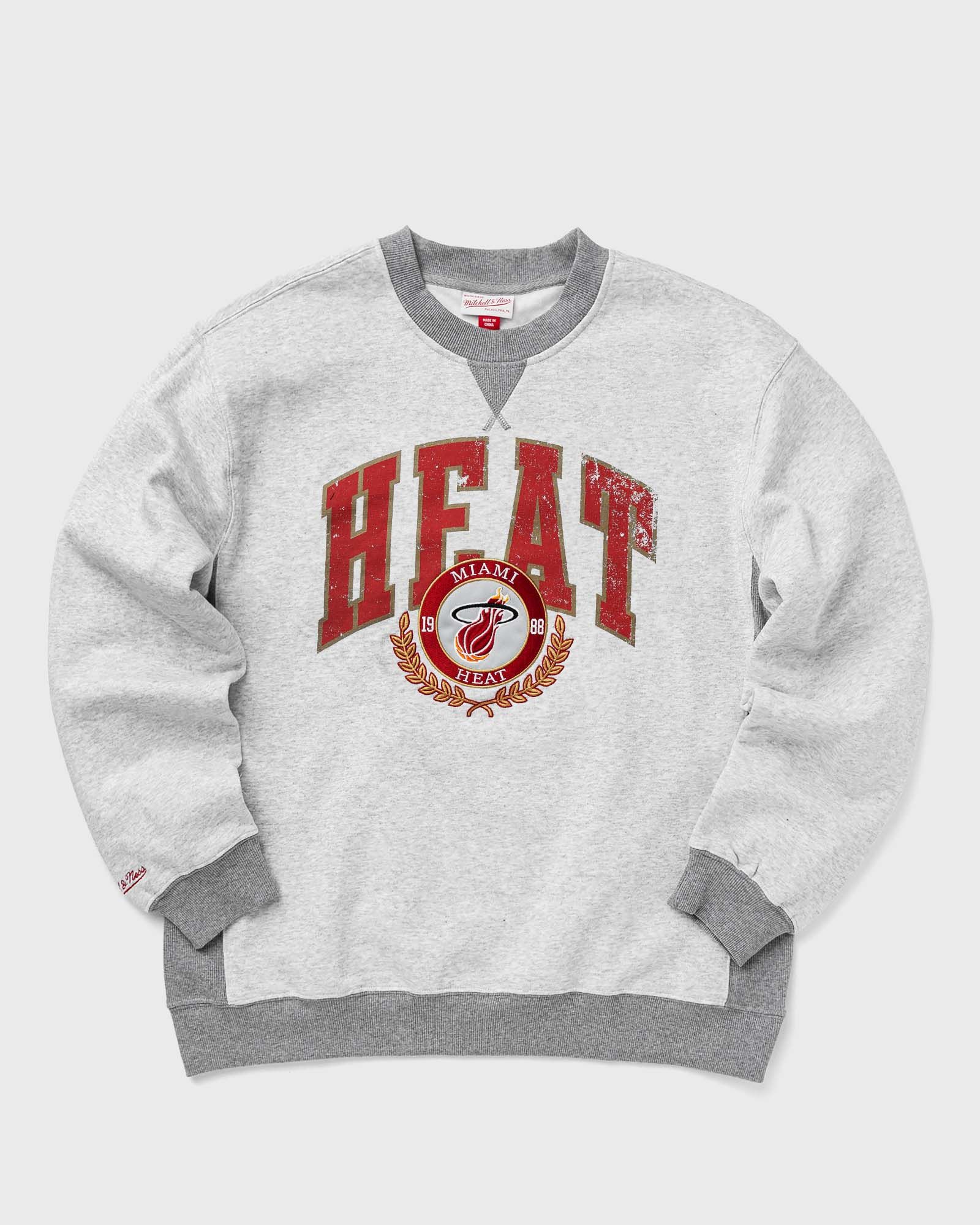 Mitchell & Ness NBA PREMIUM FLEECE CREW VINTAGE LOGO MIAMI HEAT men Sweatshirts|Team Sweats grey in Größe:L von Mitchell & Ness