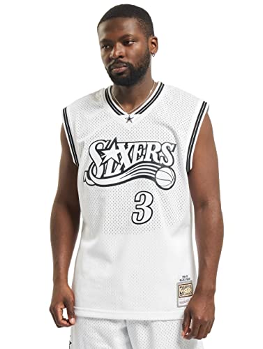 Mitchell & Ness NBA Philadelphia 76ers Allen Iverson Trikot Herren weiß/schwarz, XL von Mitchell & Ness