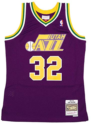 Mitchell & Ness NBA Utah Jazz 2.0 Karl Malone Trikot Herren lila/gelb, M von Mitchell & Ness